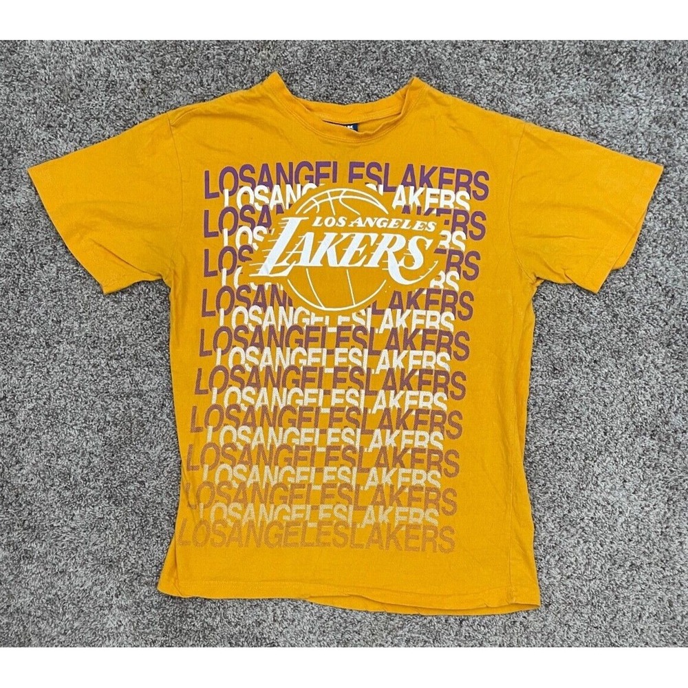 Los‎ Angeles Lakers Shirt Mens Large Yellow  UNK NBA Full Graphic Logo